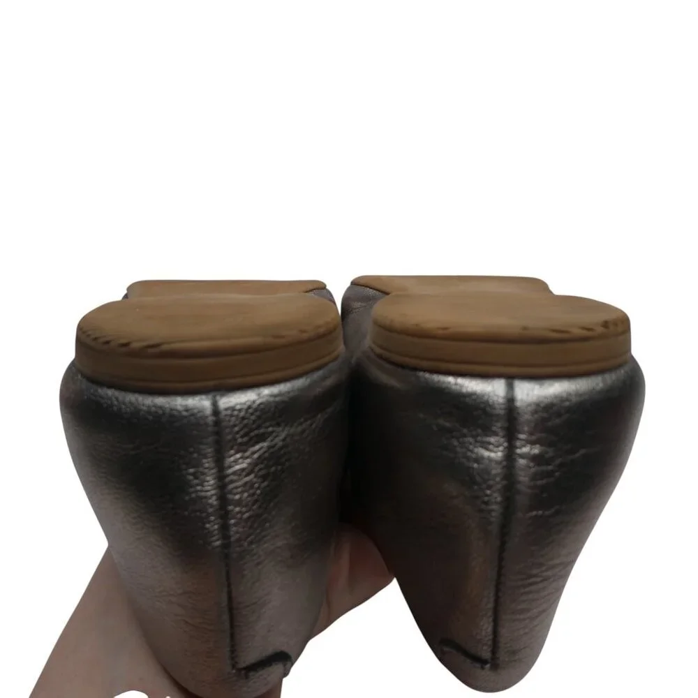 Miz Mooz Ken Pewter‎ Metallic Silver Leather Flats Loafers Womens 41 US 9.5-10